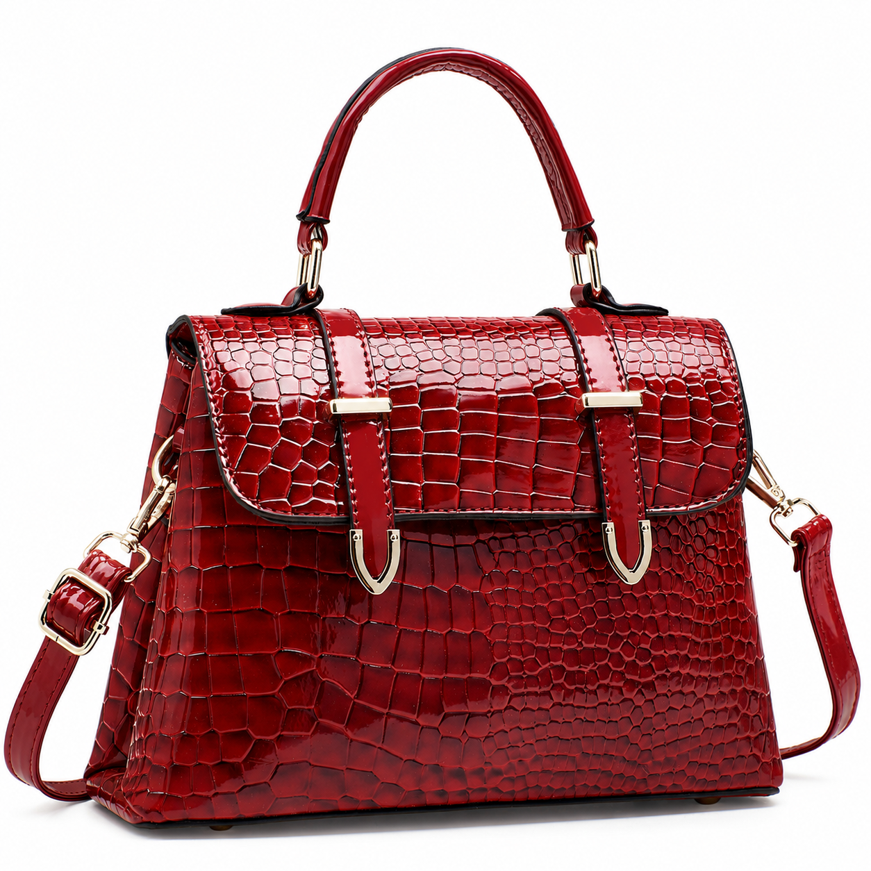 Aurora Croc Top Handle Satchel Bag
