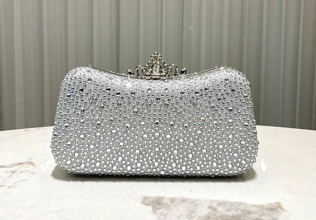 Royal Crystal Embellished Evening Clutch