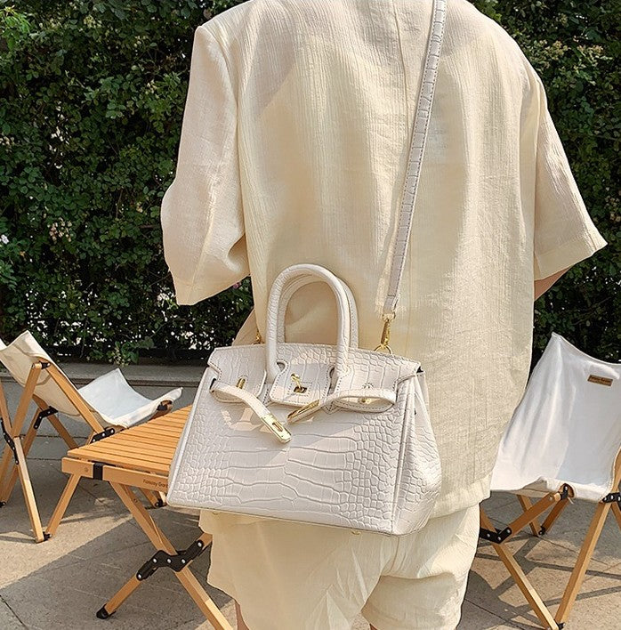 Luxe Croc Structured Tote Bag