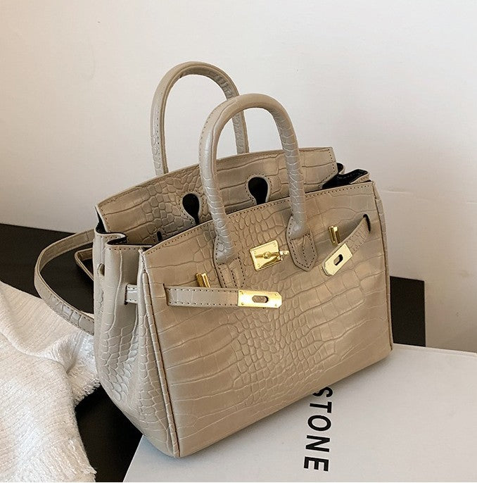 Luxe Croc Structured Tote Bag