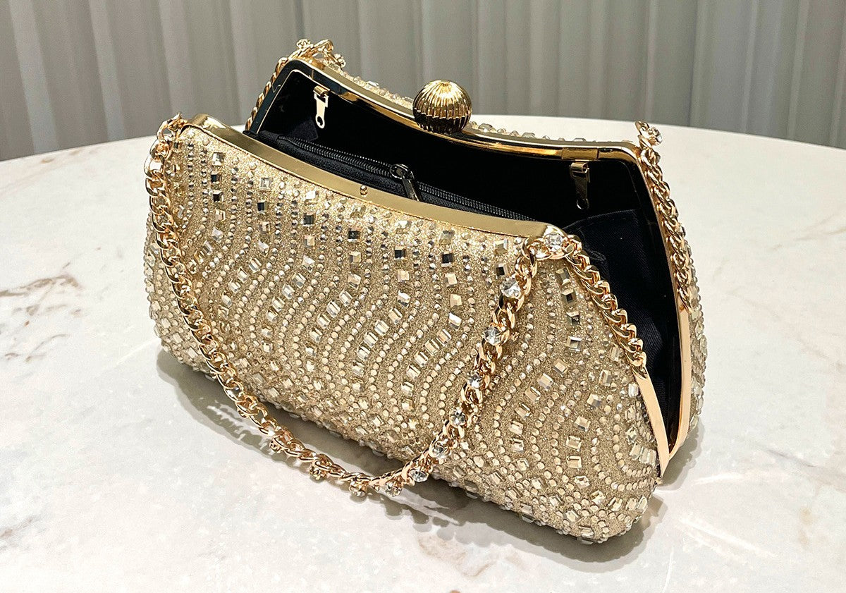 Luxe Crystal Chain Evening Clutch
