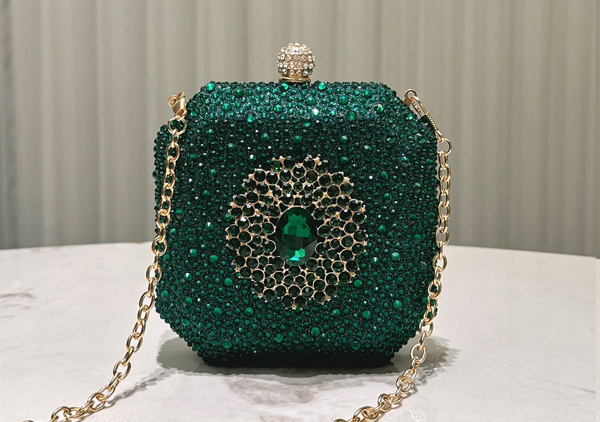 Celeste Rhinestone Box Clutch