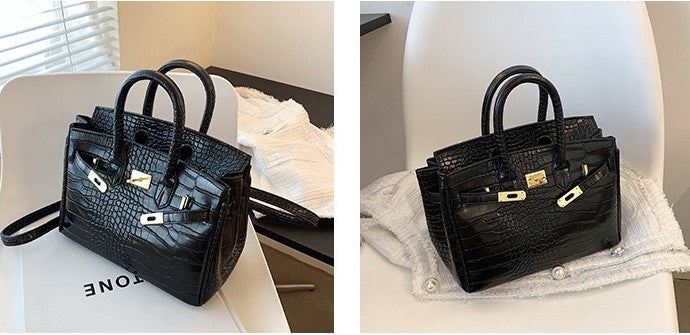 Luxe Croc Structured Tote Bag