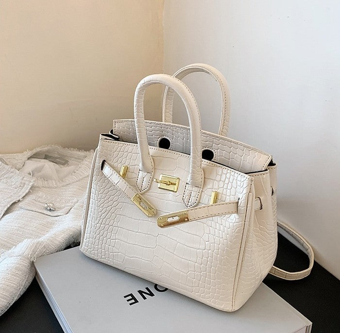 Luxe Croc Structured Tote Bag